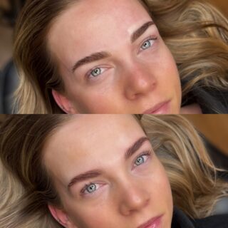 Voor en na resultaat van powder brows behandeling bij Powder Brows by Eva in Haarlem